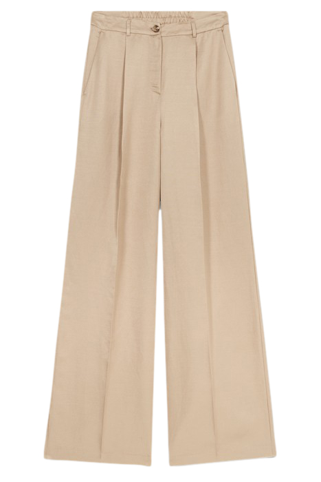 WIDE LEG LINEN BLEND TROUSERS NATURAL 4