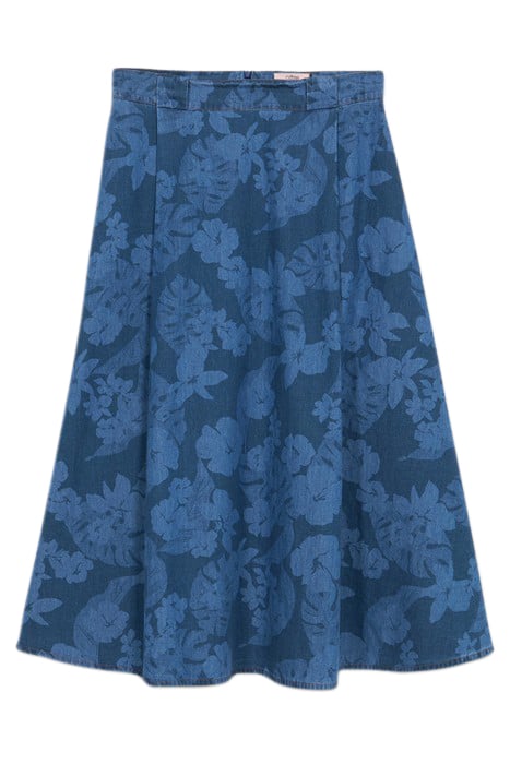 DENIM PATTERN EFFECT MIDI SKIRT BLUE 3