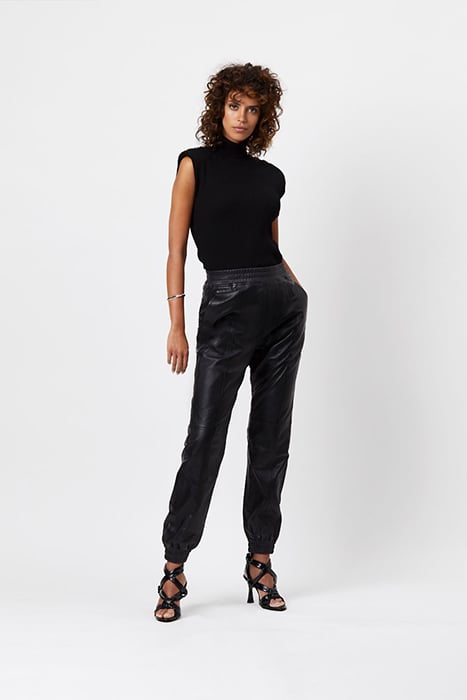 KUNO LEATHER JOGGER PANTS RAVEN 11