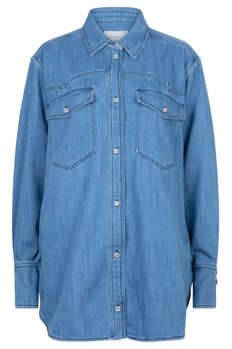 CLOVER DENIM TRUCKER SHIRT STONE BLUE 7
