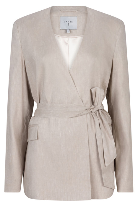 SERA BELTED LINEN BLAZER WHISPER CHALK 10