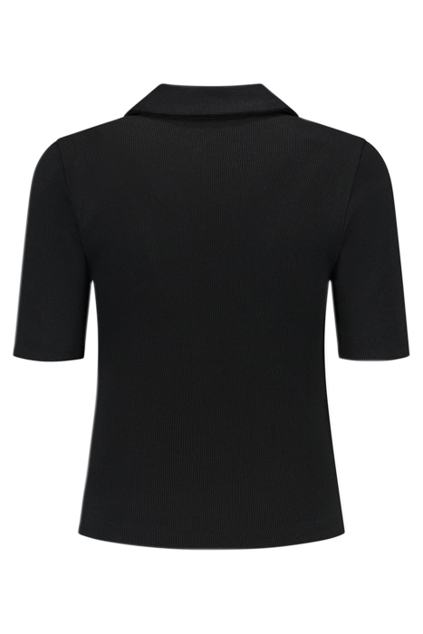 RIB BUTTON T-SHIRT BLACK 2