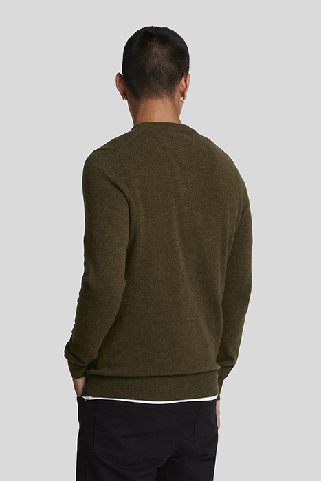 LAMBSWOOL BLEND CREW NECK JUMPER OLIVE MARL 2
