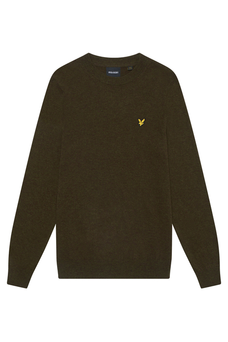 LAMBSWOOL BLEND CREW NECK JUMPER OLIVE MARL 4