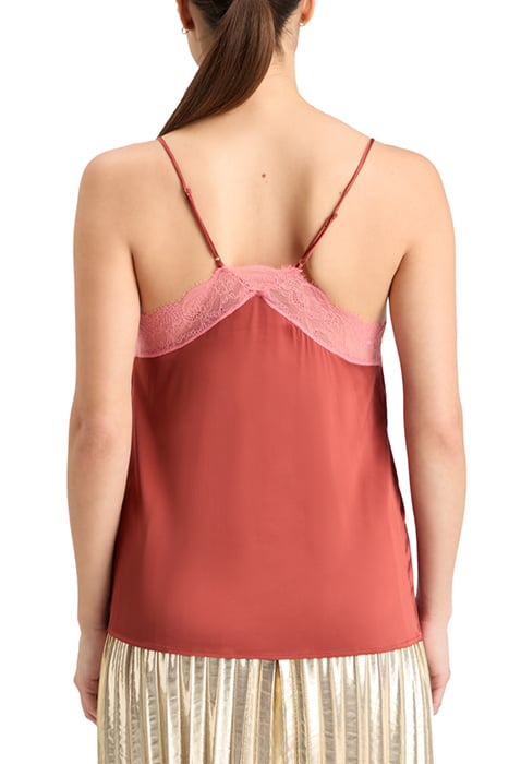 SATIN CAMISOLE WITH LACE DETIAL TERRACOTTA 2