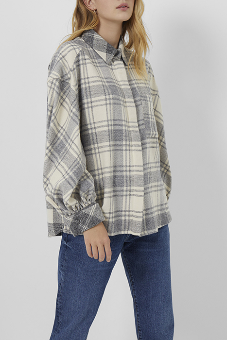 ARLA FLANNEL BALOON SLV SHIRT CLASSIC CREAM MULTI 1