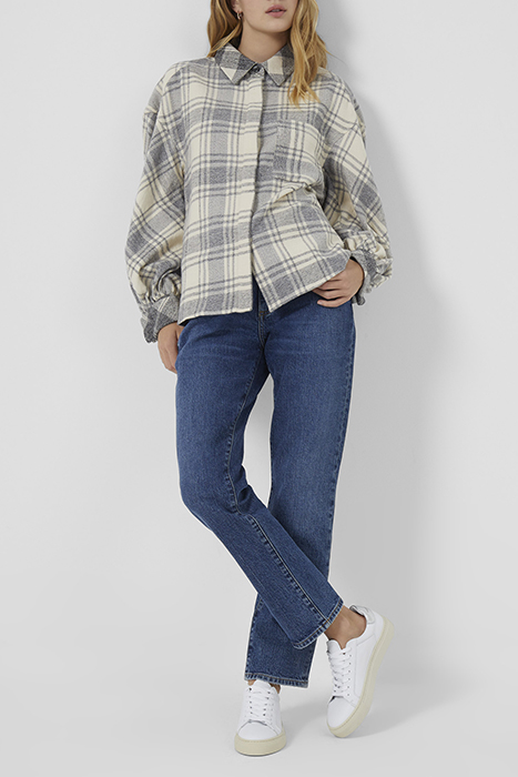 ARLA FLANNEL BALOON SLV SHIRT CLASSIC CREAM MULTI 2