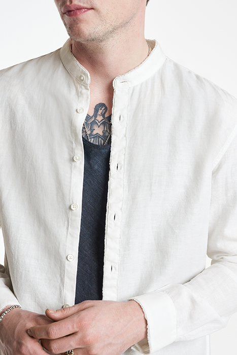 SLIM FIT BAND COLLAR WHITE 3