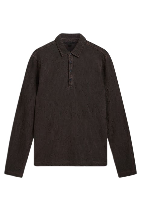 ADAM LS POLO IN FREEFORM DARK BROWN 2