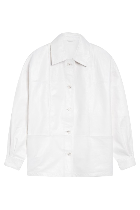 WHITE LEATHER JACKET WITH SEAMING DETAILS 3