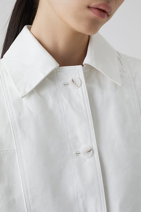 WHITE LEATHER JACKET WITH SEAMING DETAILS 5