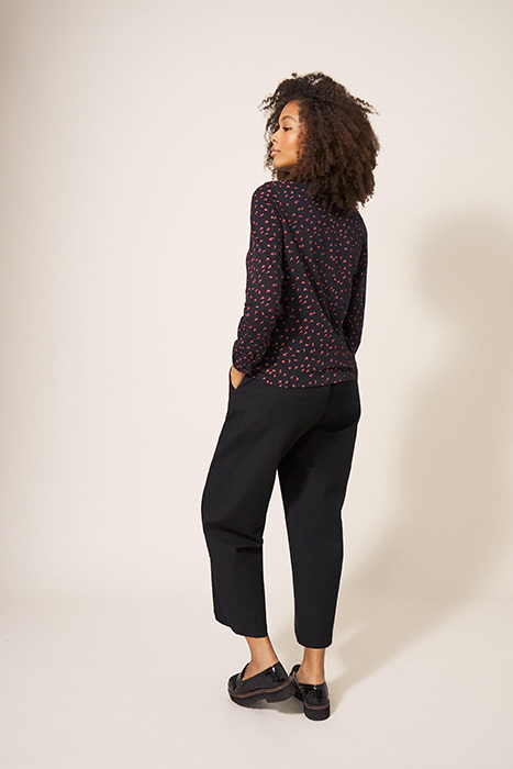 ANA SMOCK SHOULDER TOP BLACK PRINT 3