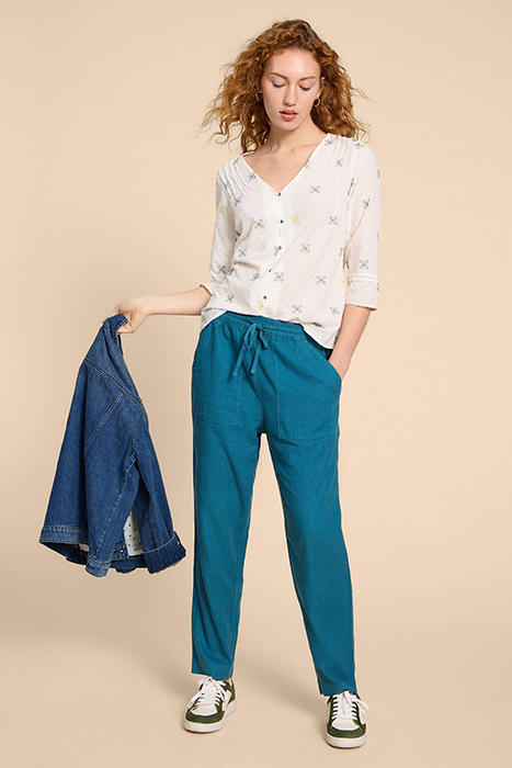 ELLE LINEN BLEND TROUSER MID TEAL 3