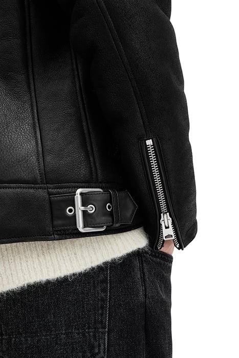 XENA SHEARLING BIKER BLACK/BLACK 10