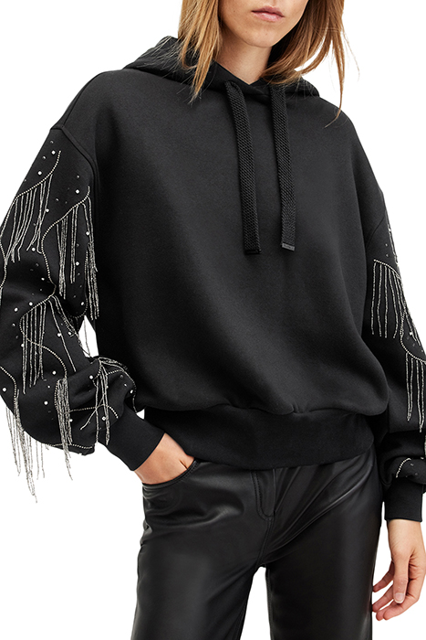 LENNON TASSEL HOODY WASHED BLACK 5