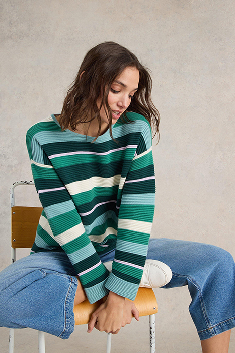 JANA STRIPE JUMPER GREEN MULTI 5