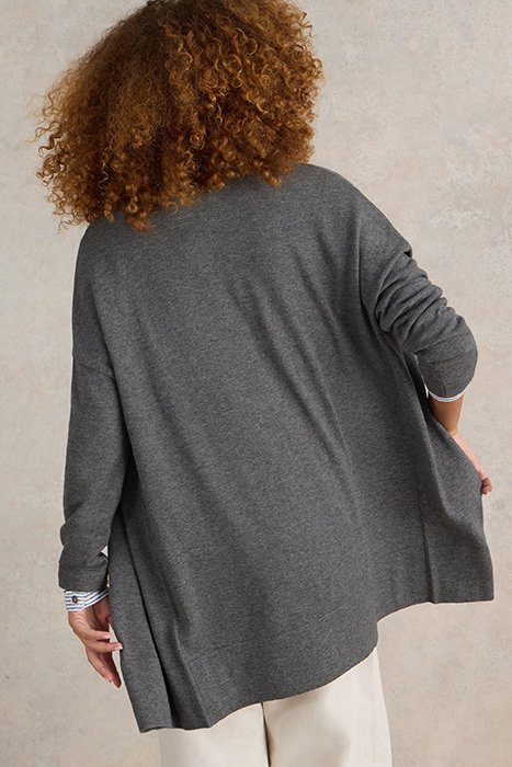 LAURA LONGLINE CARDI LIGHT GREY 2