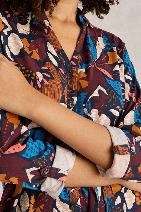 ANNIE JERSEY SHIRT DRESS NAVY PRINT 4