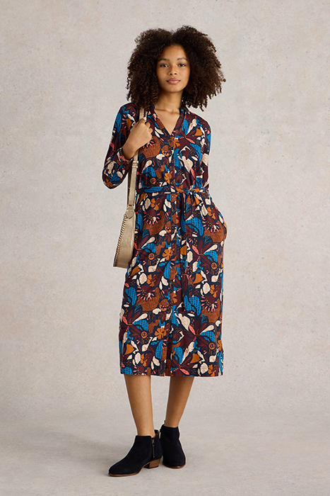 ANNIE JERSEY SHIRT DRESS NAVY PRINT 1