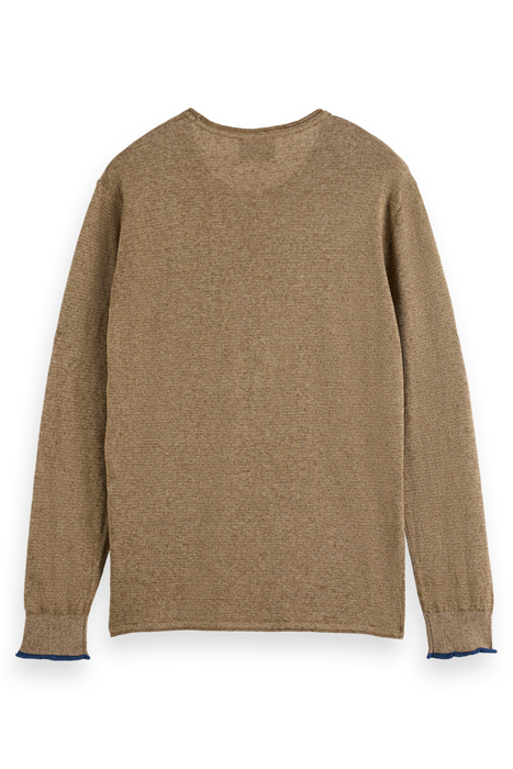 LINEN COTTON BLEND CREW NECK ALGAE 2