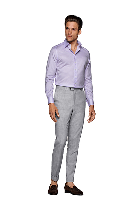 PURPLE STRIPED TWILL SLIM FIT SHIRT 5