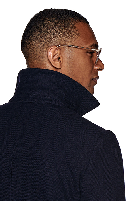NAVY HERRINGBONE POLO COAT 8