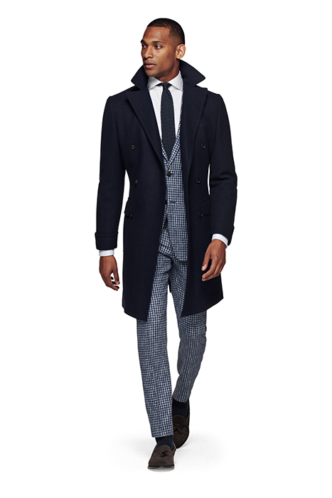 NAVY HERRINGBONE POLO COAT 3