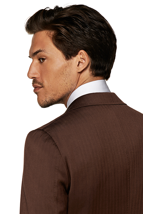 DARK BROWN HERRINGBONE TAILORED FIT HAVANA SUIT 10