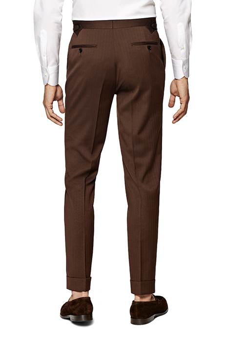DARK BROWN HERRINGBONE TAILORED FIT HAVANA SUIT 5