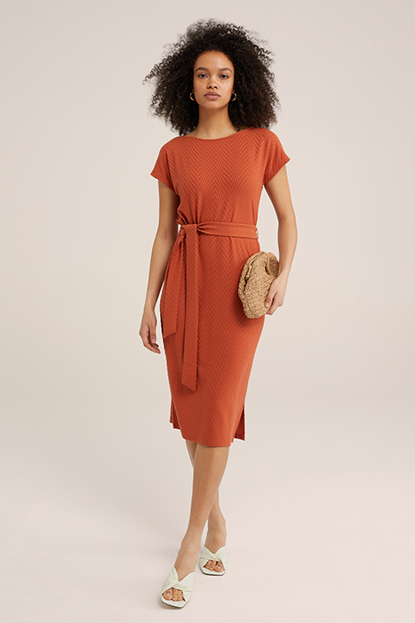DRESS MIDI CINNAMON BROWN 1