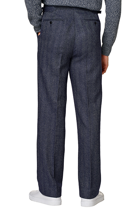 NAVY HERRINGBONE WIDE LEG STRAIGHT TROUSERS 2