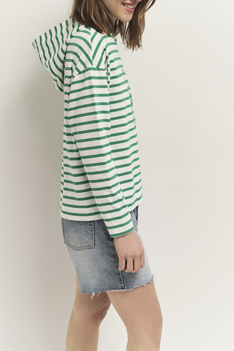 MELKI - ECRU T-SHIRT WITH GREEN GRASS STRIPES AND DANCER SCR 4