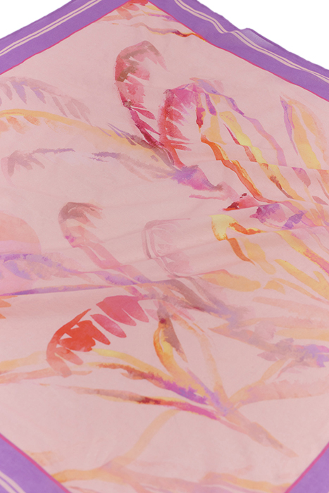 APACHE - SQUARE SCARF PURULE WITH VISUAL WATERCOLOR PALM 2