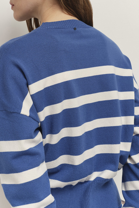 TIANA - SWEATER SANTORIN BLUE KNIT WITH STRIPES MOTIF EMBROI 4
