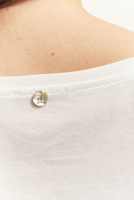 MARLON - ECRU ORGANIC COTTON T-SHIRT WITH GOLD GLITTER MESSA 2