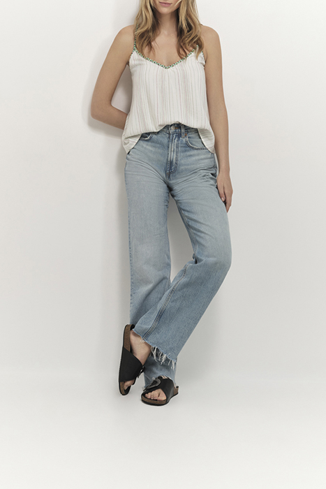 CALLY - ECRU TOP WITH MULTICOLOURED LUREX STRIPES 2