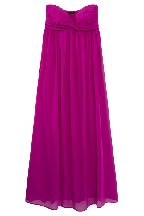 RHODES - LONG STRAPLESS RECYCLED ORCHID DRESS WITH PLEATED B 2
