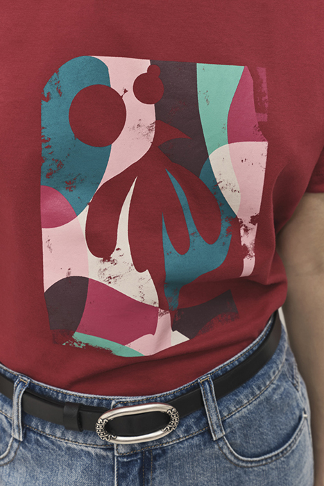 MAKI - RED VISUAL T-SHIRT DANCER ABSTRACT BACKGROUND 5