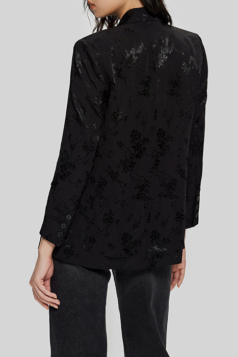 BLACK PLANT MOTIF JACQUARD SUIT JACKET 2