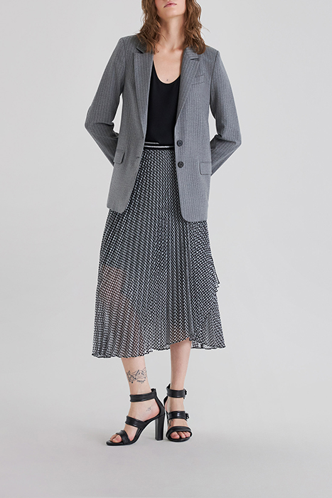 BLACK PLEATED MIDI SKIRT WITH TIE PRINT 3