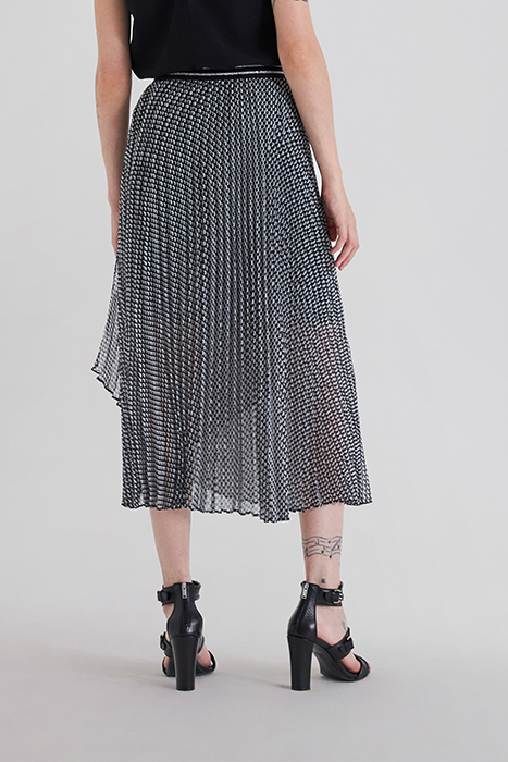 BLACK PLEATED MIDI SKIRT WITH TIE PRINT 2