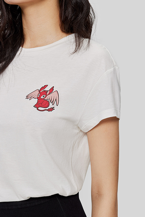 ECRU DRAGON IMAGE T-SHIRT 5