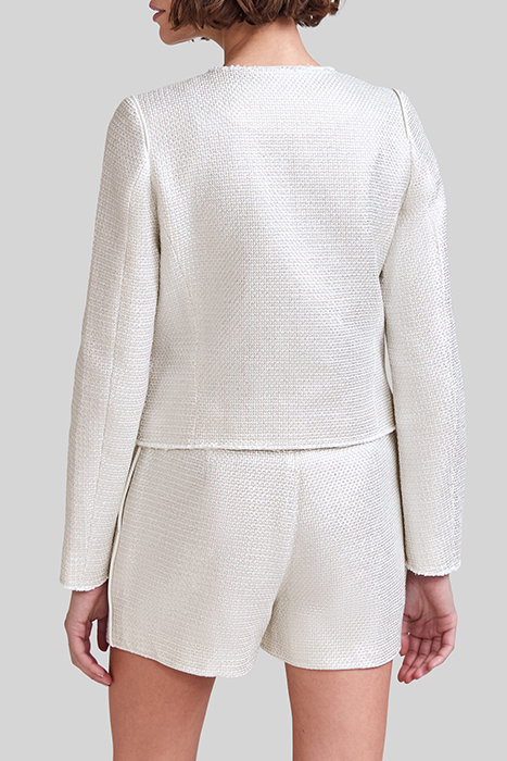 SILVER COATED COTTON KNIT TWEED-STYLE JACKET 2