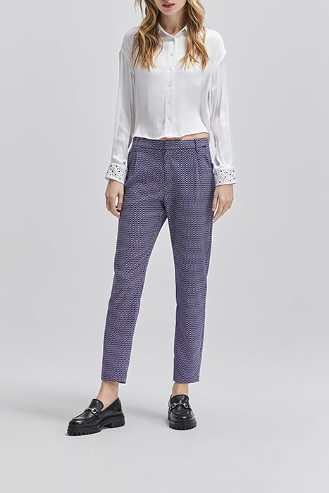 WHITE LENZING™ ECOVERO™ TROUSERS WITH OPTIC PRINT 3