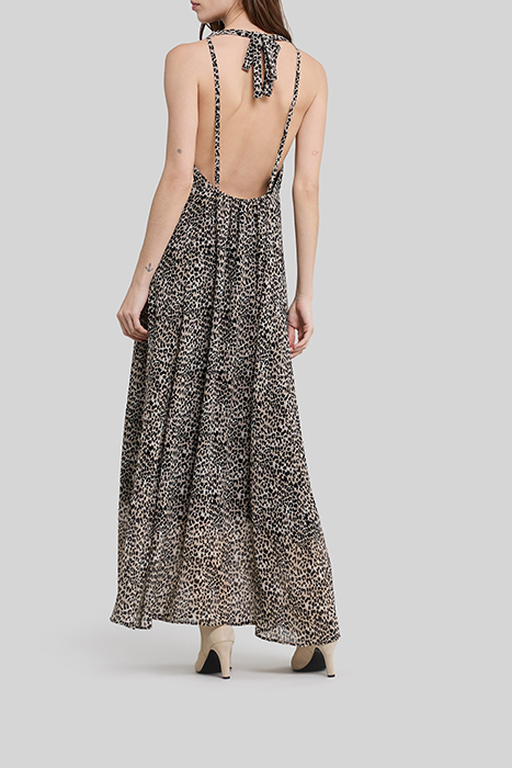 BLACK RECYCLED LONG DRESS, ROCK LEOPARD PRINT 2