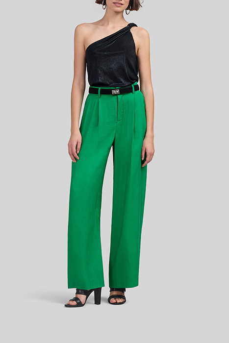 GREEN SATIN WIDE-LEG TROUSERS 3