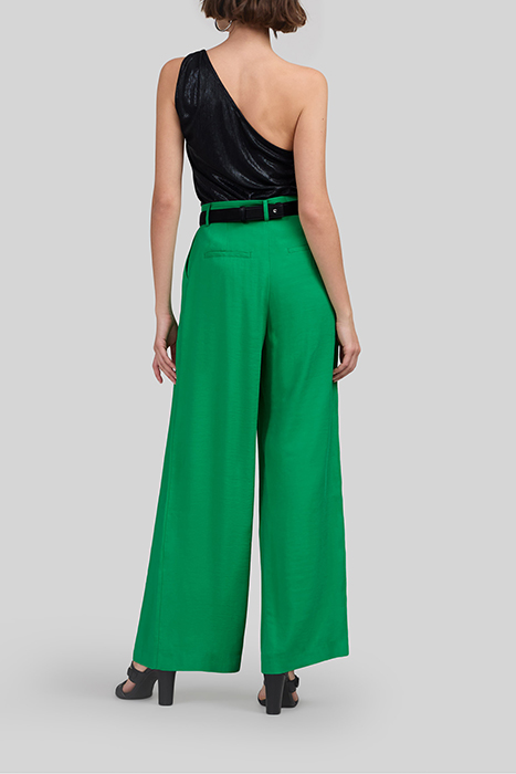 GREEN SATIN WIDE-LEG TROUSERS 4