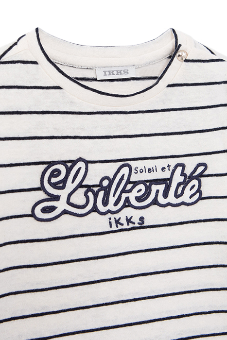 BABY GIRLS’ ECRU SAILOR-STRIPE T-SHIRT, EMBROIDERED SLOGAN 3