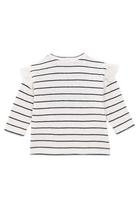 BABY GIRLS’ ECRU SAILOR-STRIPE T-SHIRT, EMBROIDERED SLOGAN 2