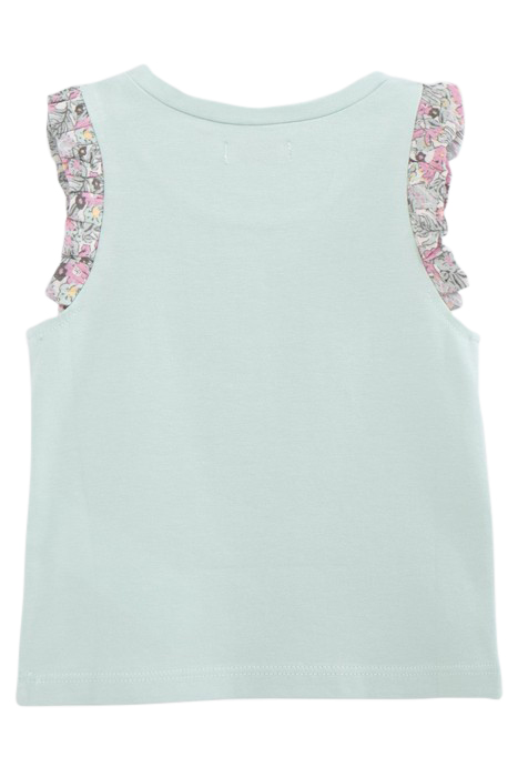 BABY GIRLS’ AQUA GREEN VEST TOP, FLOWERS ON SHOULDERS 2